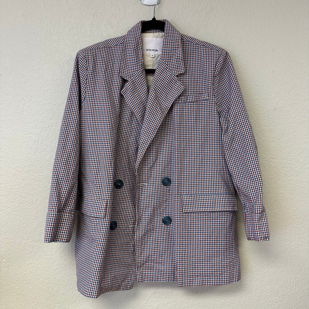 Rita Row Camelia Double Breasted Check Blazer Blu… - image 2